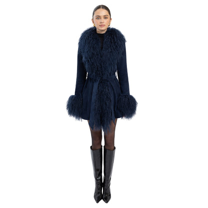 Inez Suede Shearling Midi Coat