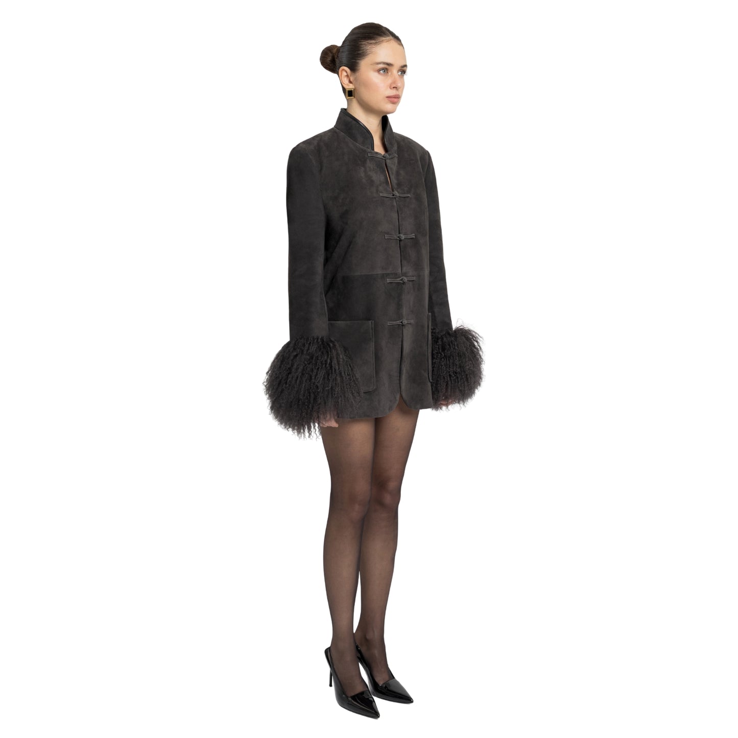 Sylvie Suede Mandarin Jacket