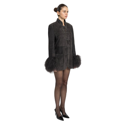 Sylvie Suede Mandarin Jacket