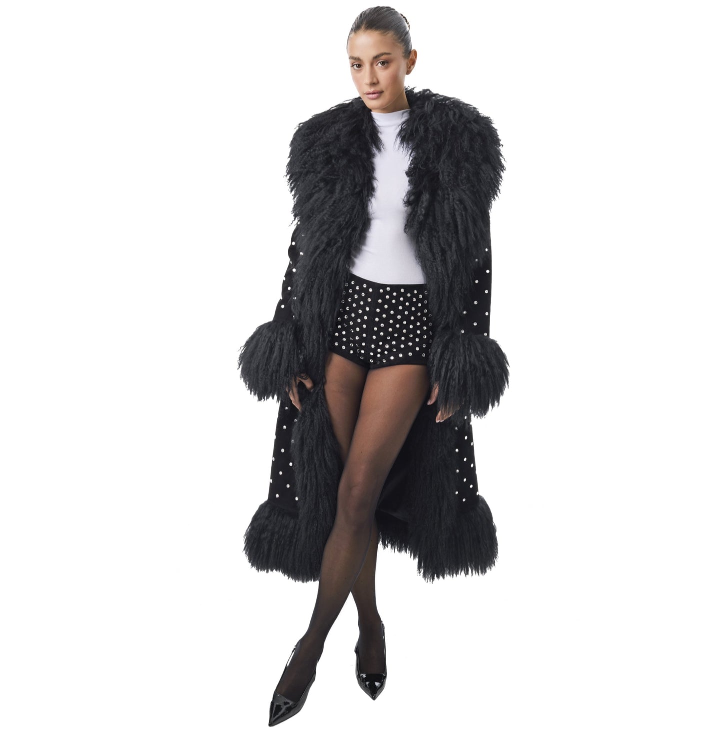 Dorothy Diamanté Suede Maxi Coat