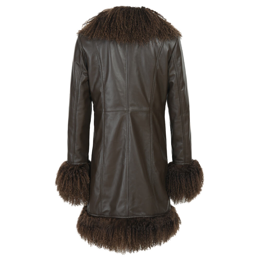 Dorothy Leather Shearling Midi Coat