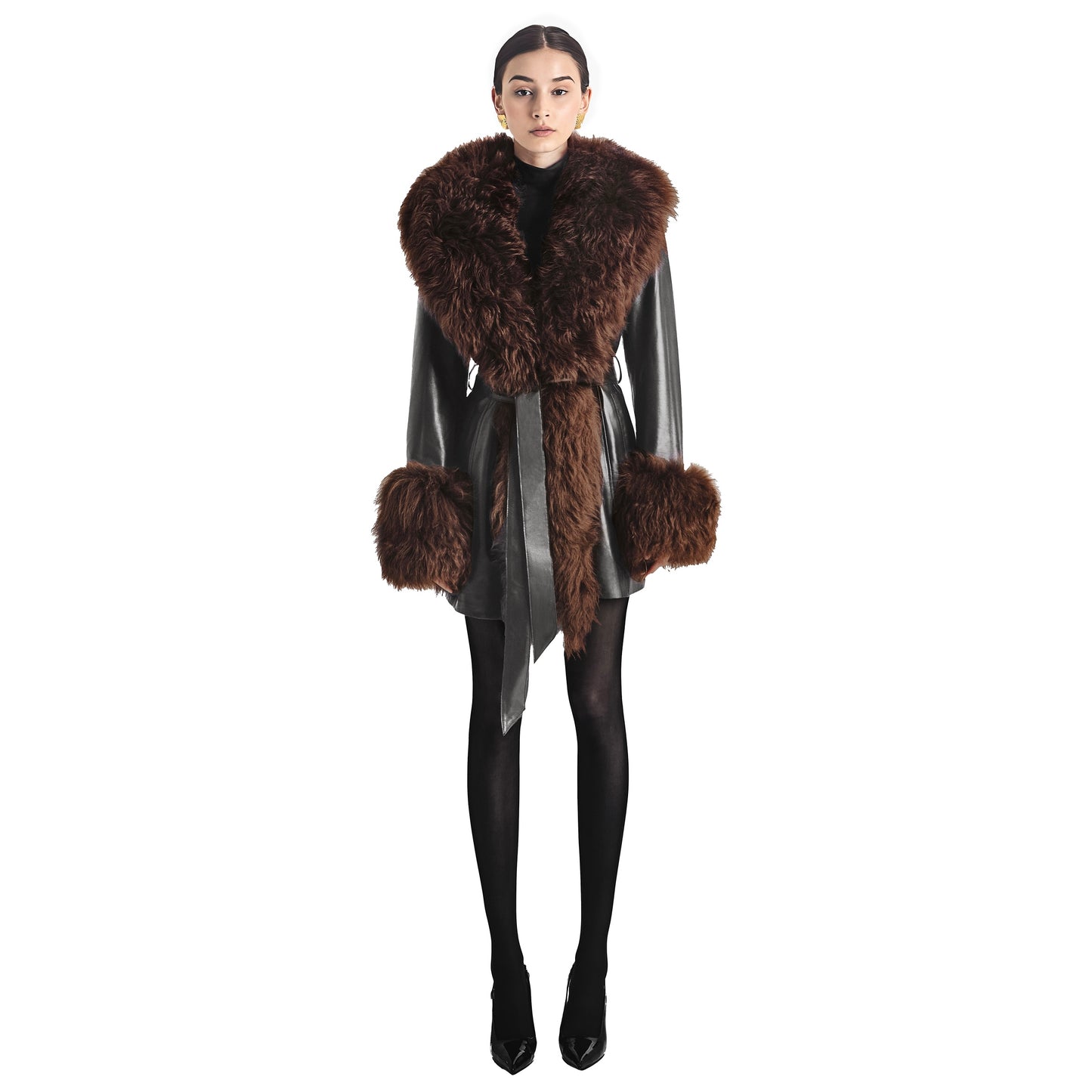 Odette Leather Shearling Coat