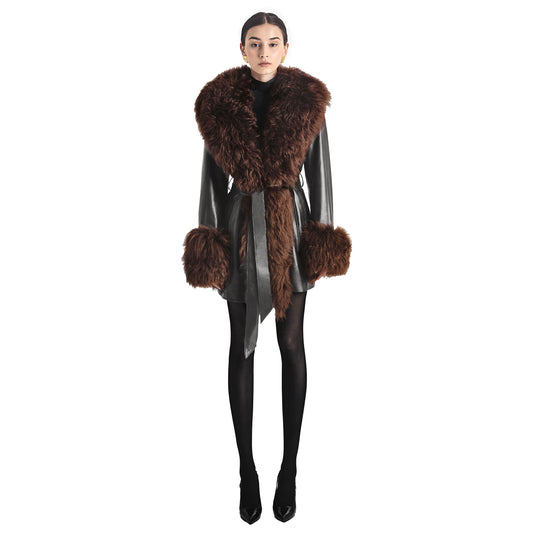 Odette Leather Shearling Coat