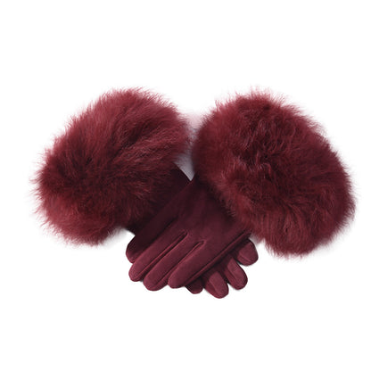 Dawson Shearling Trim Suede Gloves