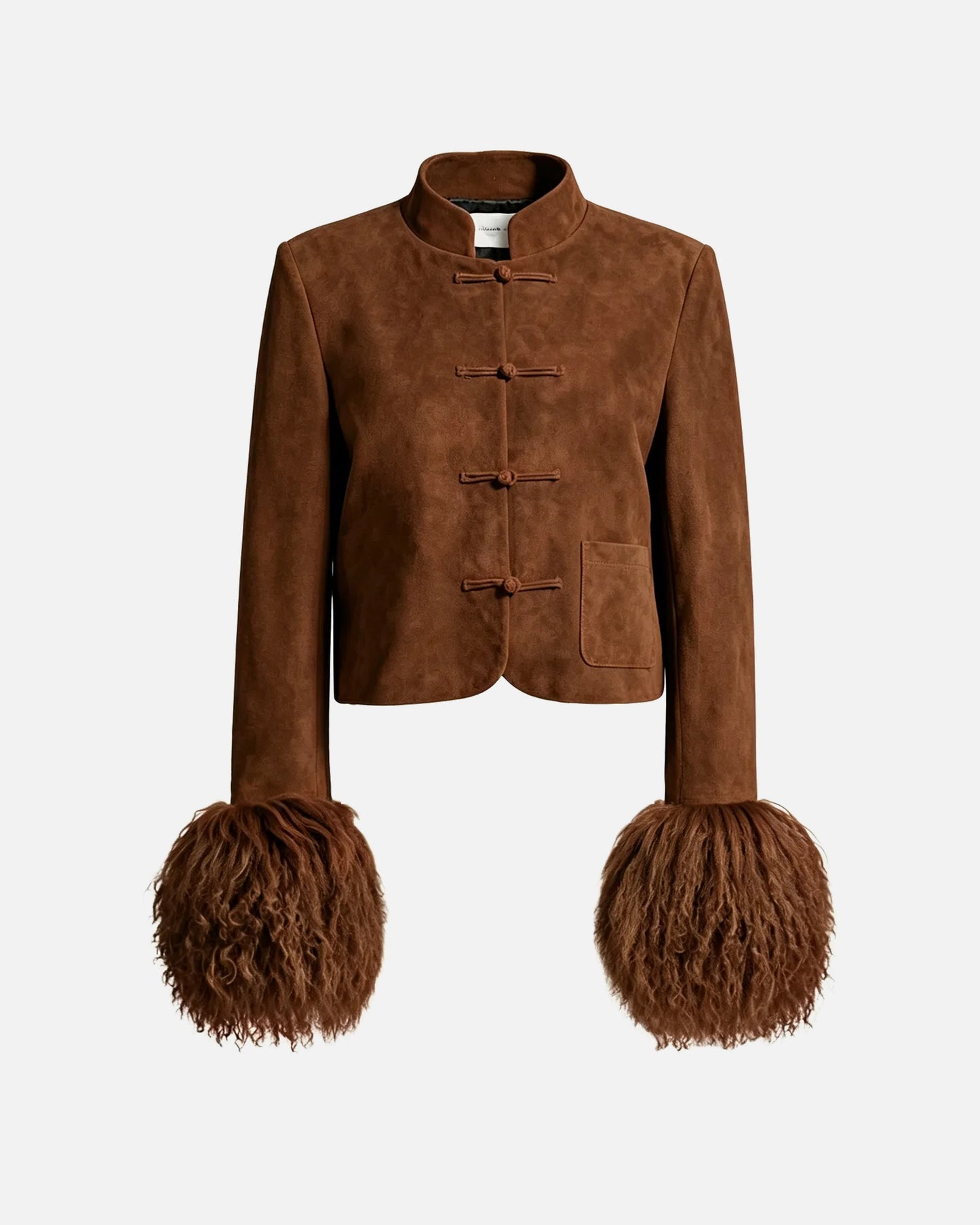 Leighton Shearling Trim Suede Jacket