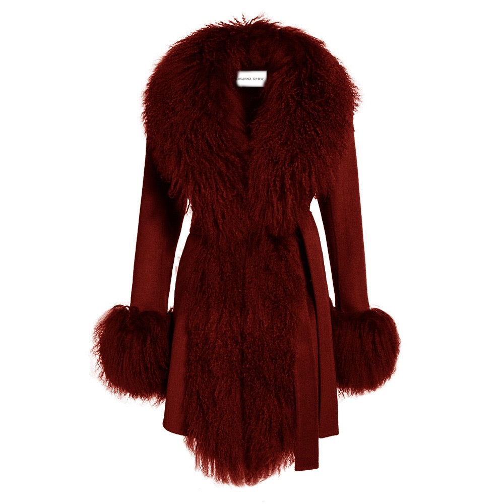 Inez Midi Cashmere Shearling Coat