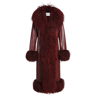 Dorothy Leather Shearling Maxi Coat