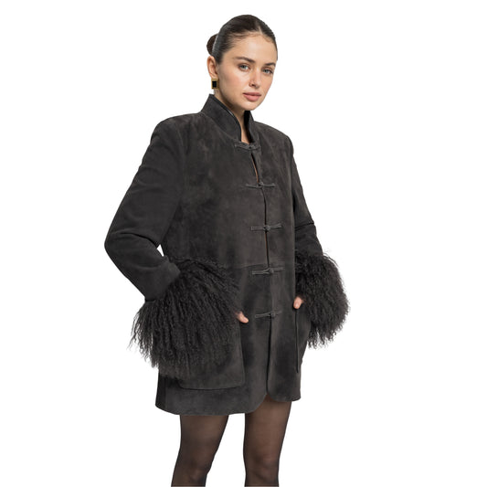 Sylvie Suede Mandarin Jacket