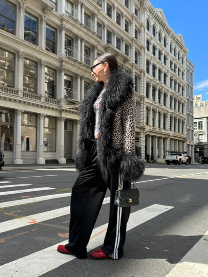 Dorothy Leopard Leather Shearling Coat