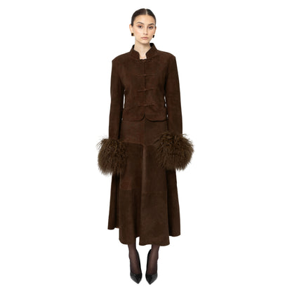 Leighton Shearling Trim Suede Jacket