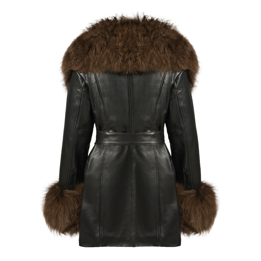 Odette Leather Shearling Coat