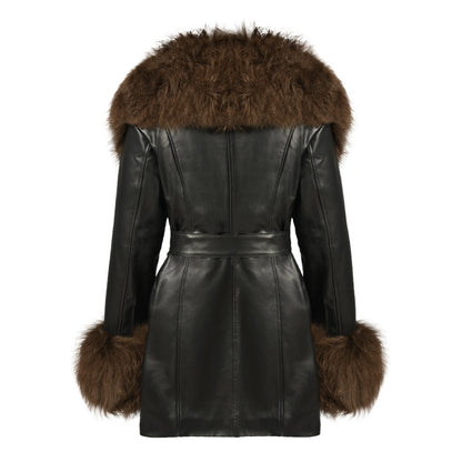 Odette Leather Shearling Coat