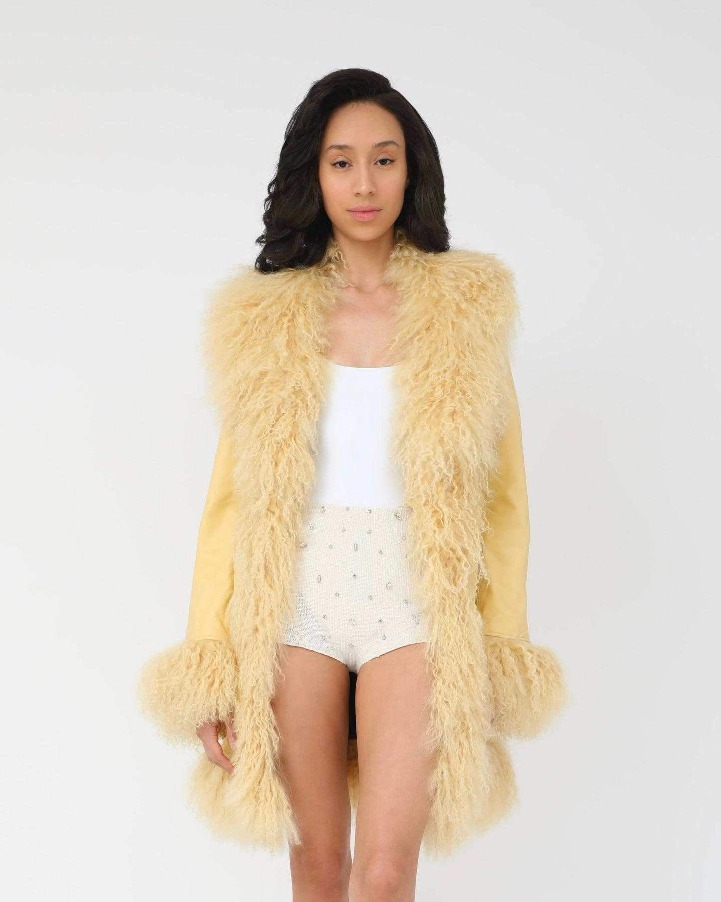 Dorothy Leather Shearling Coat Short Classic