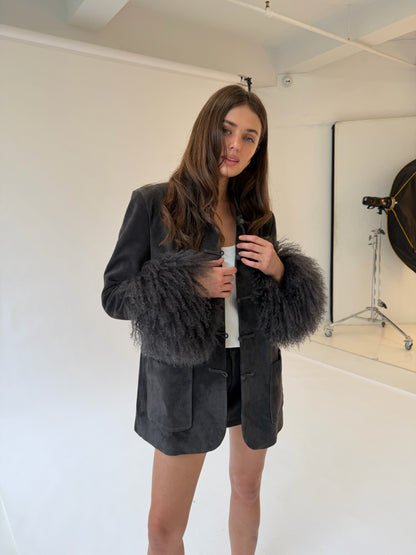 Sylvie Suede Mandarin Jacket