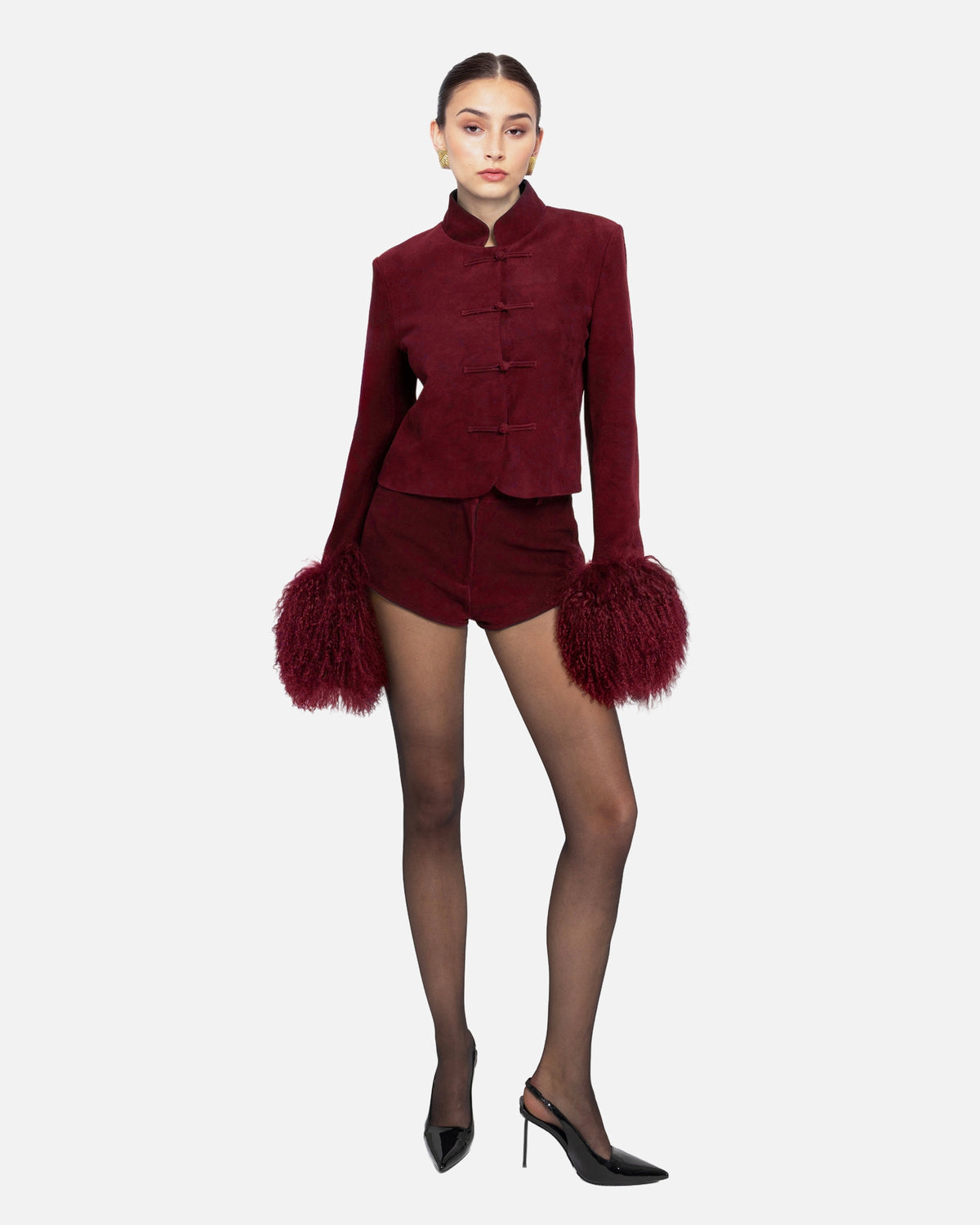 Naomi Suede Shorts Burgundy
