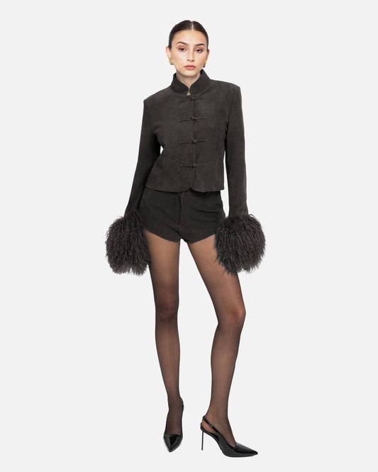 Naomi Suede Shorts Graphite