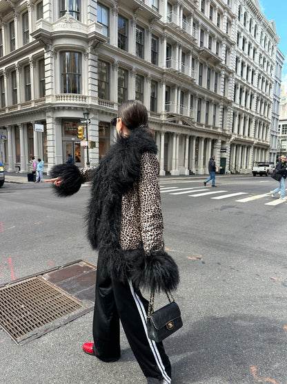 Dorothy Leopard Leather Shearling Coat