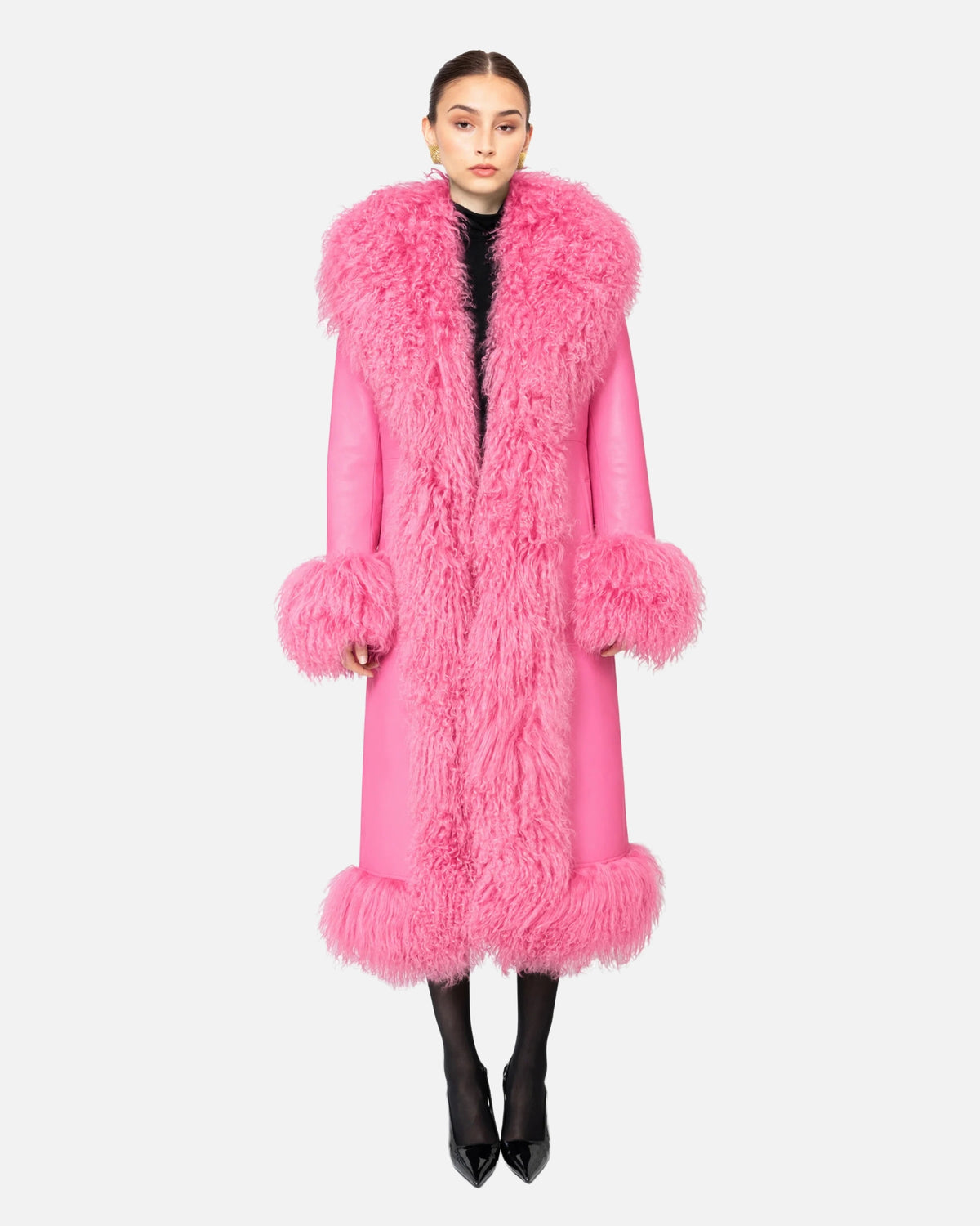 Dorothy Leather Shearling Maxi Coat