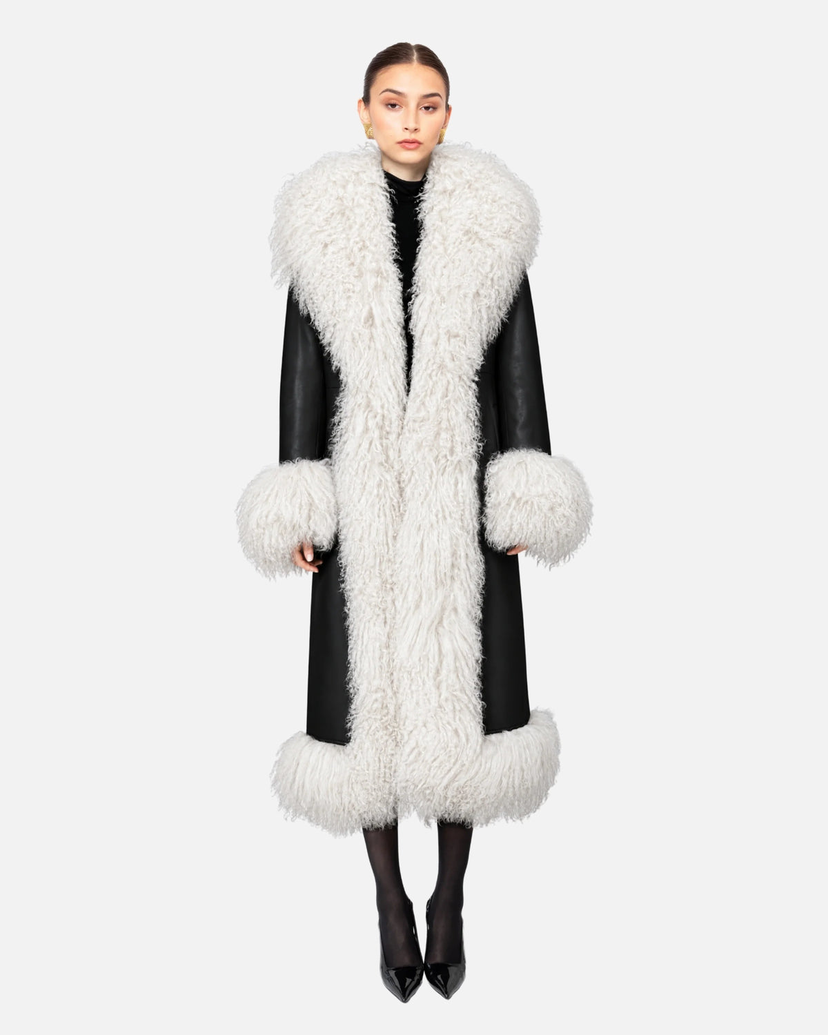 Dorothy Leather Shearling Maxi Coat