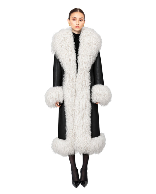 Dorothy Leather Shearling Maxi Coat