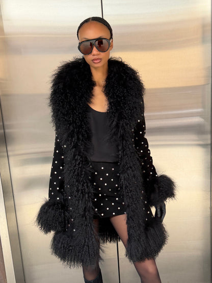 Dorothy Diamanté Suede Midi Coat