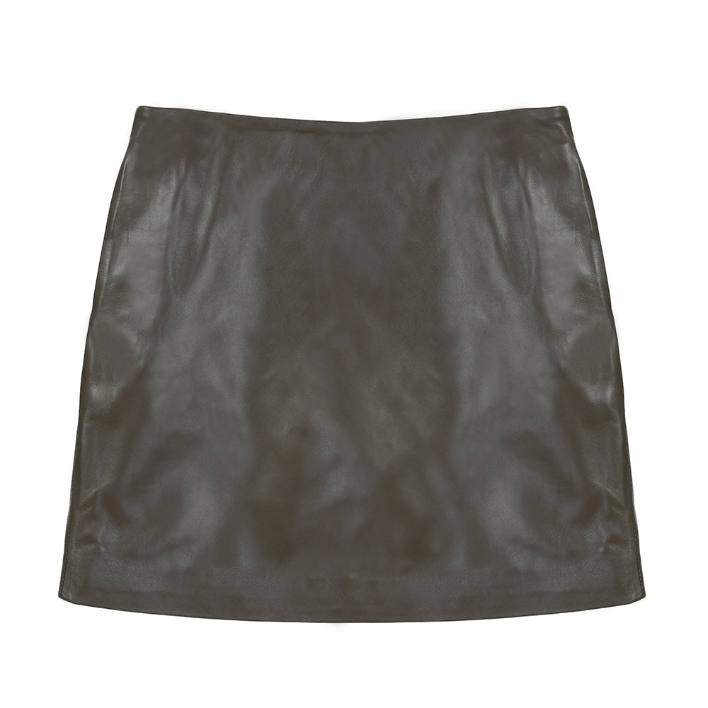 Alara Leopard Leather Skirt