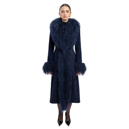 Inez Suede Shearling Maxi Coat