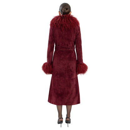Inez Suede Shearling Maxi Coat