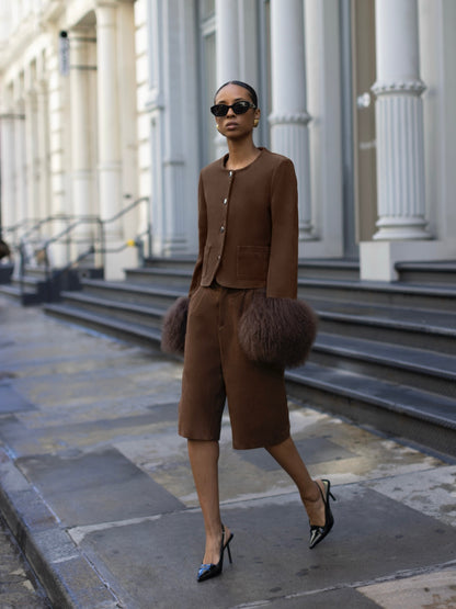 Tabitha Bermuda Suede Shorts