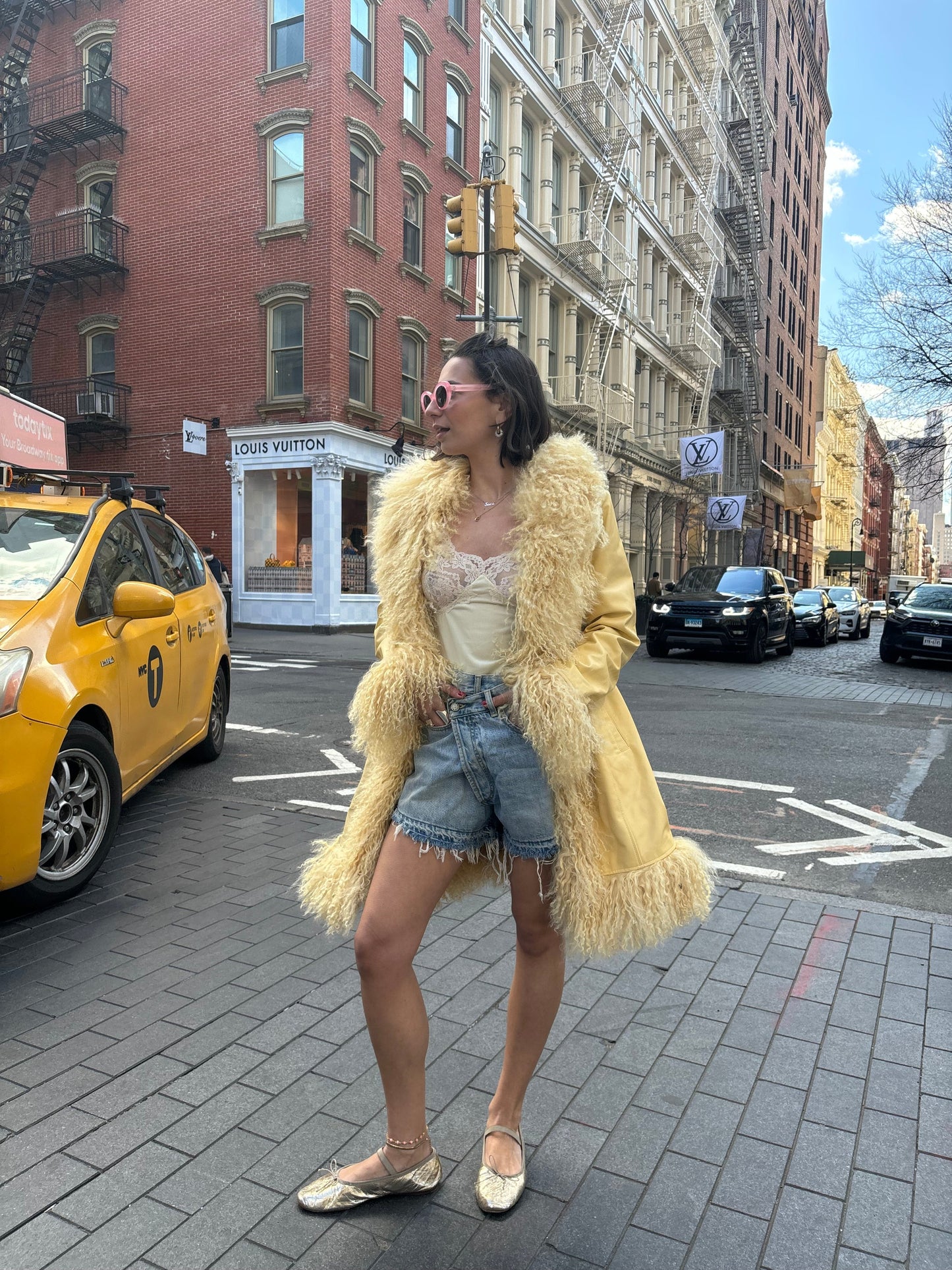 Dorothy Leather Shearling Coat Short Classic