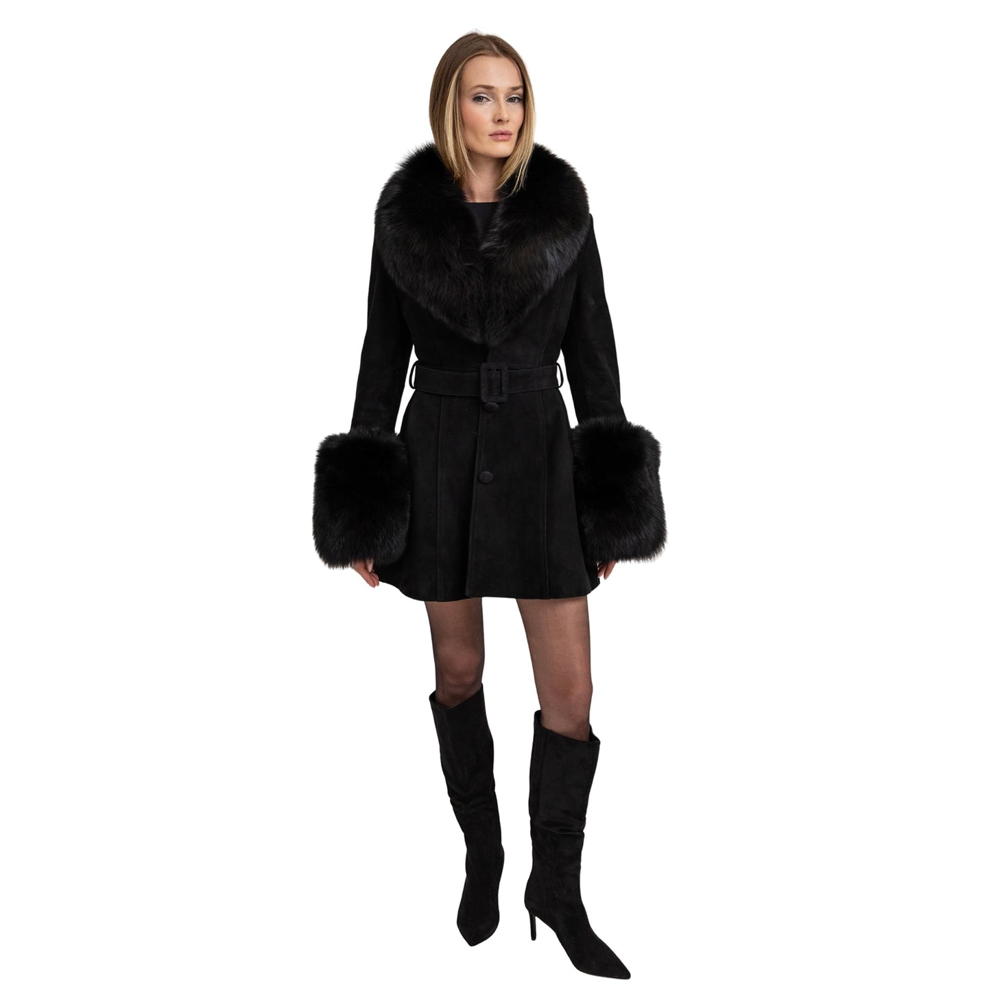 Roxy Shearling Suede Coat