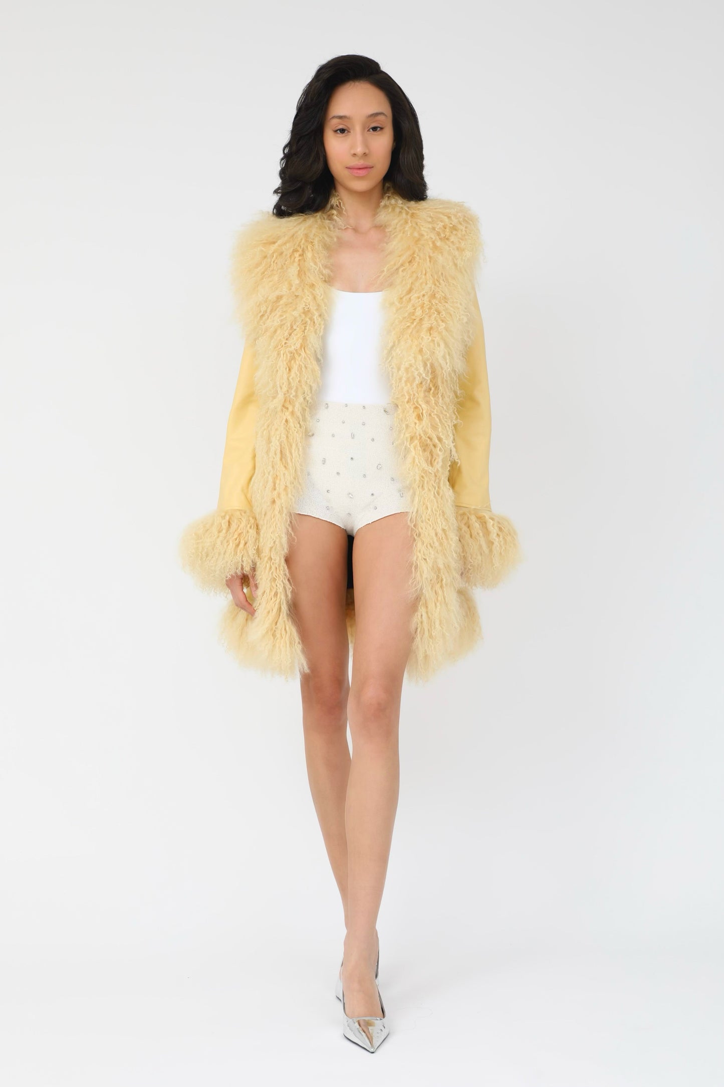 Dorothy Leather Shearling Coat Short Classic