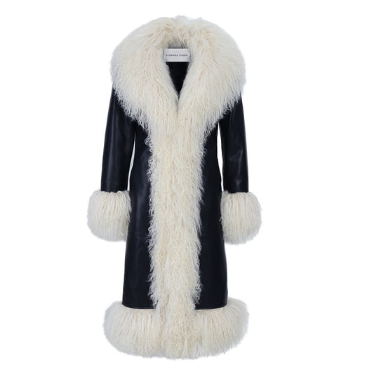 Dorothy Leather Shearling Maxi Coat