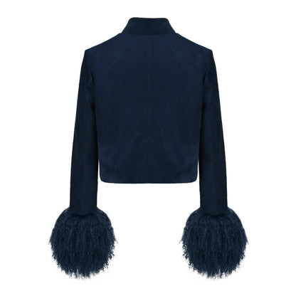 Leighton Shearling Trim Suede Jacket