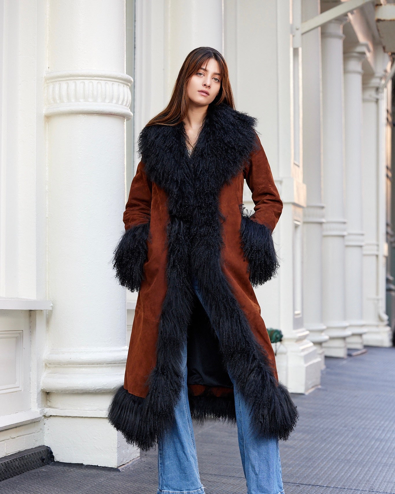 Suede maxi coat Clearance