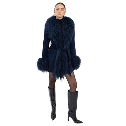 Inez Suede Shearling Midi Coat