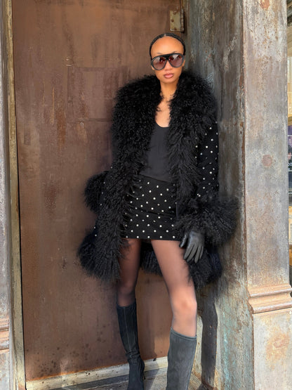 Dorothy Diamanté Suede Midi Coat