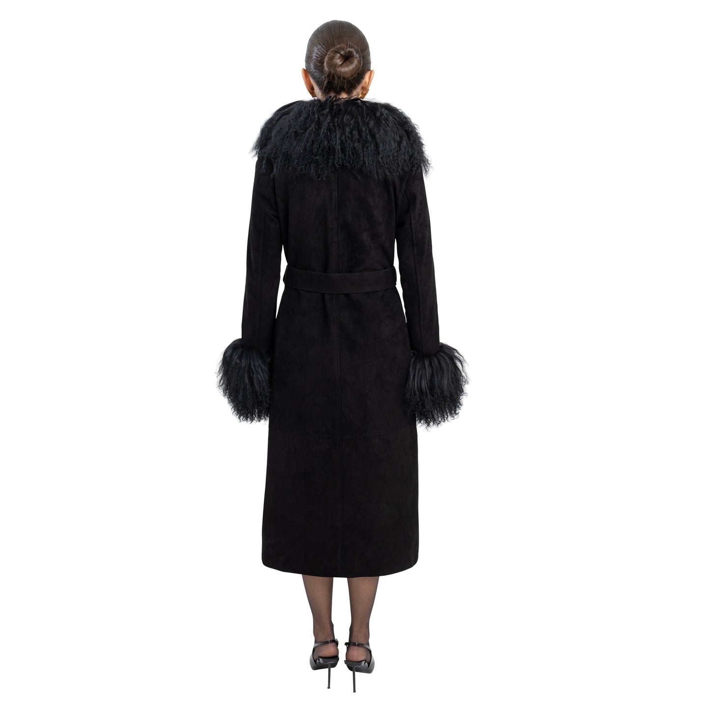 Inez Suede Shearling Maxi Coat