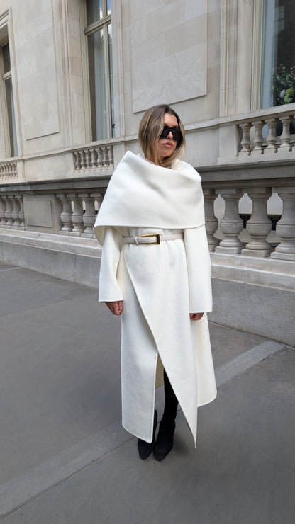 Uma Asymmetric Cashmere Wool Coat