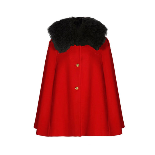 Serina Cashmere Shearling Collar Cape