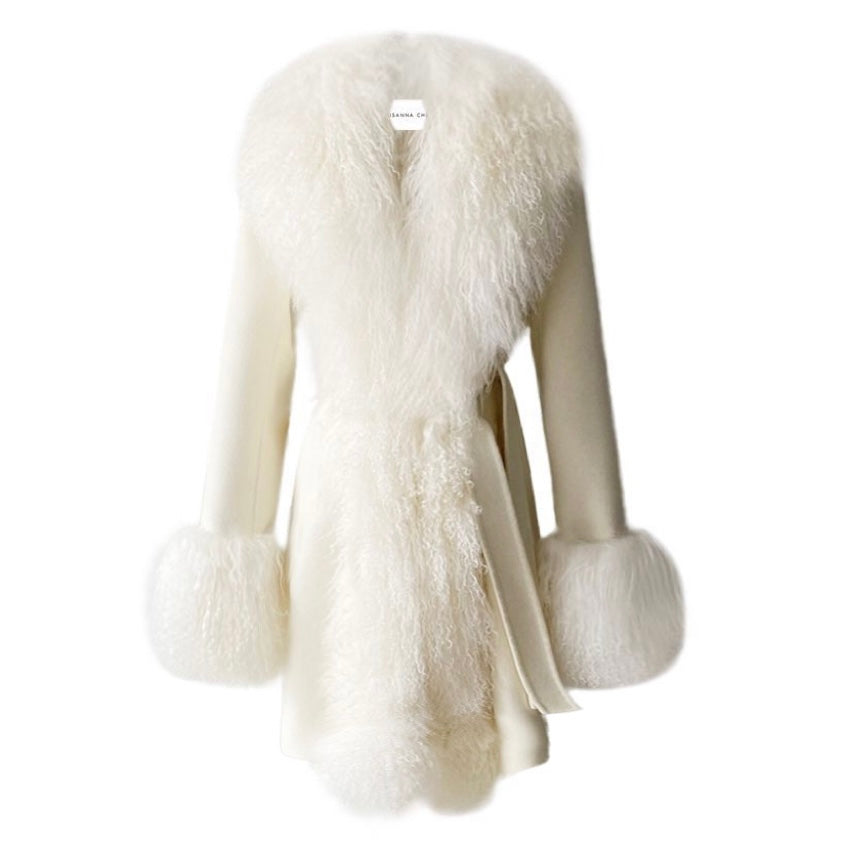 Inez Midi Cashmere Shearling Coat