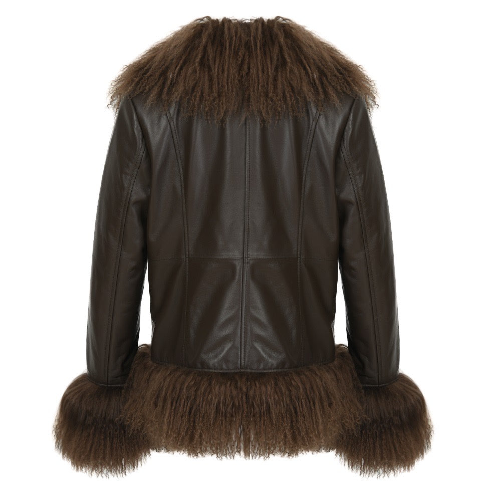 Dorothy Leather Shearling Coat Short Classic
