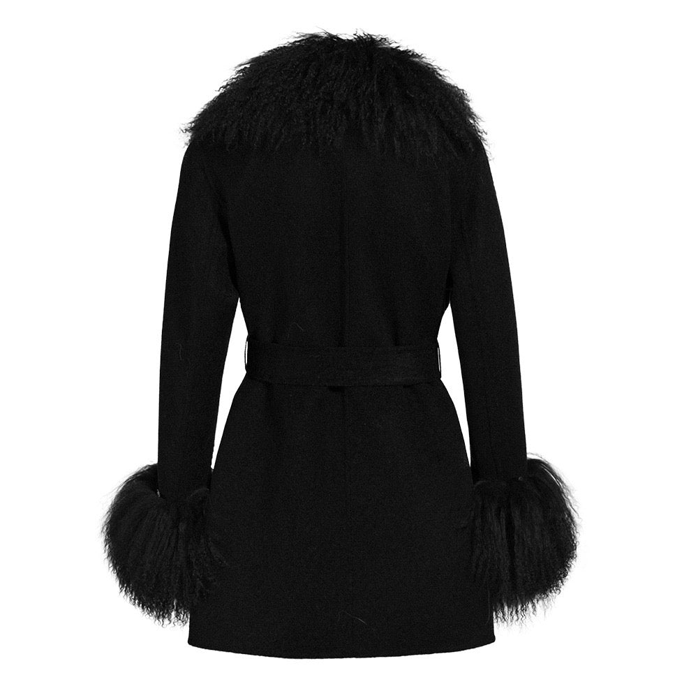 Inez Midi Cashmere Shearling Coat