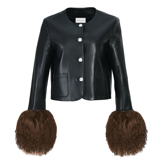 Frida Leather Fur Trim Jacket