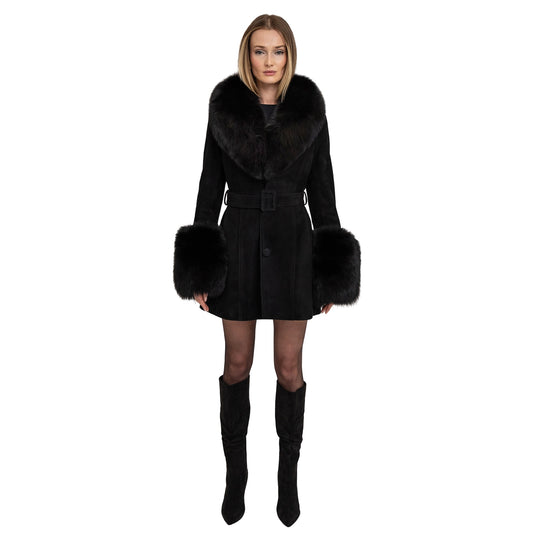 Roxy Shearling Suede Coat