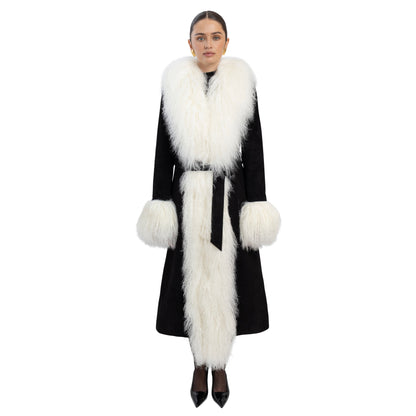 Inez Suede Shearling Maxi Coat