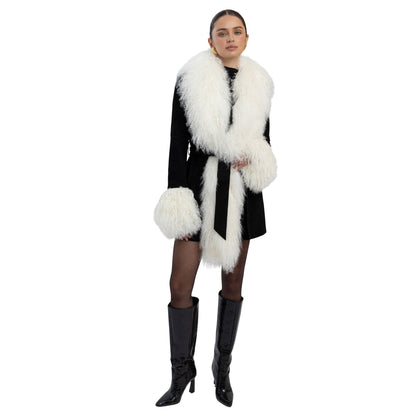 Inez Suede Shearling Midi Coat