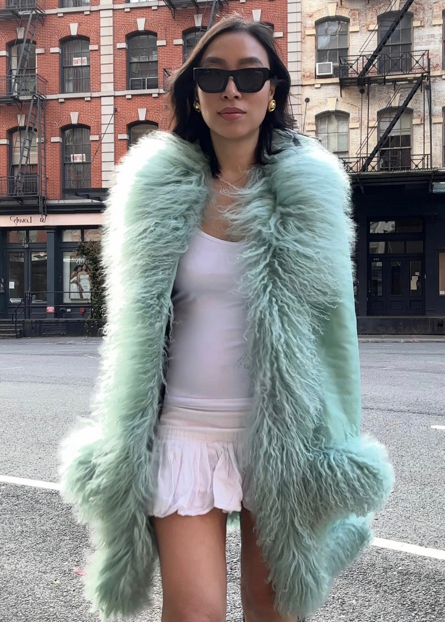 Dorothy Leather Shearling Coat Short Classic