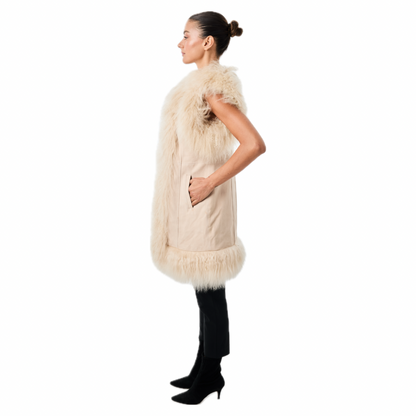 Dorothy Suede Shearling Midi Vest