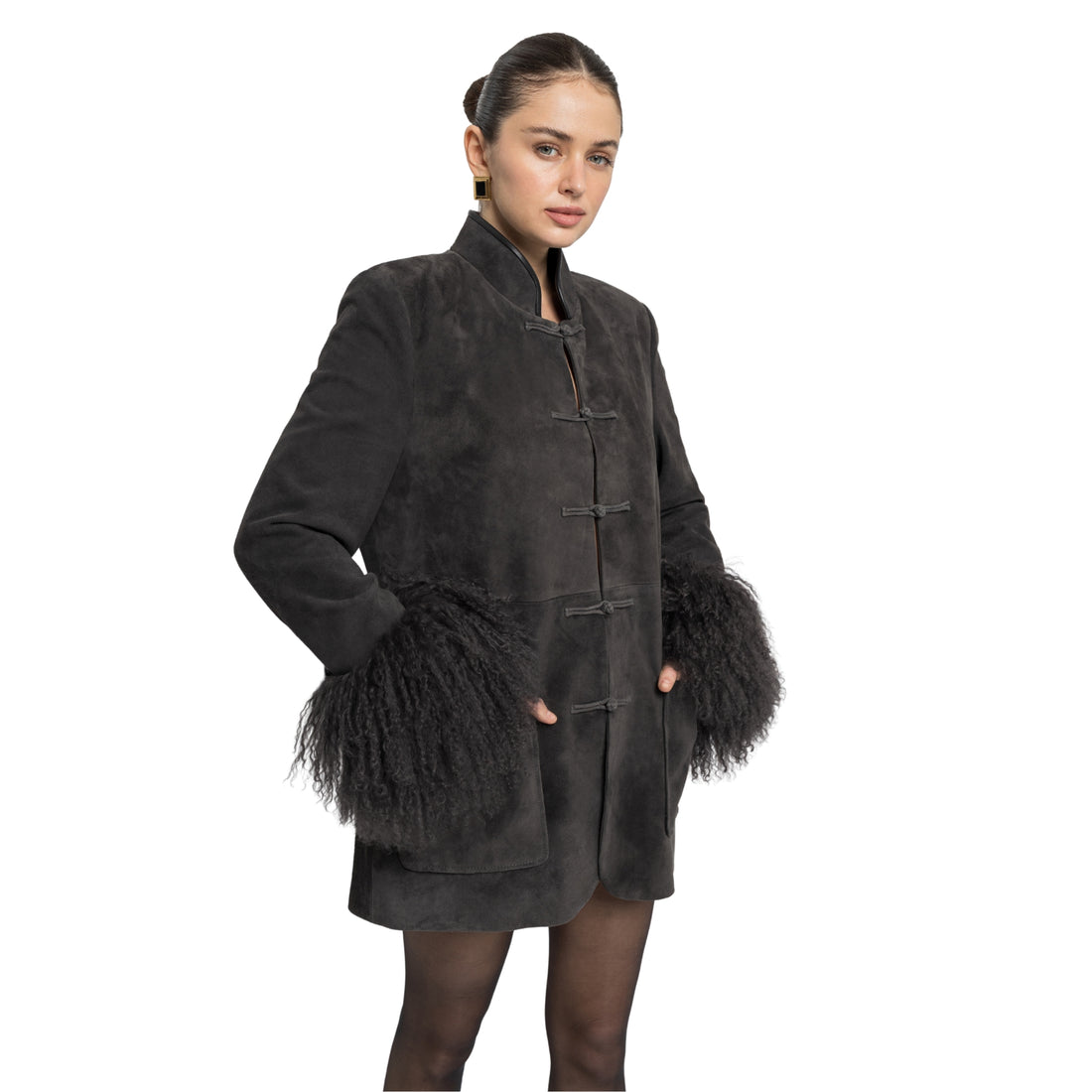 Sylvie Suede Mandarin Jacket